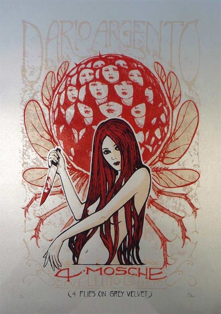 4 FLIES ON GREY VELVET (variant) by Malleus