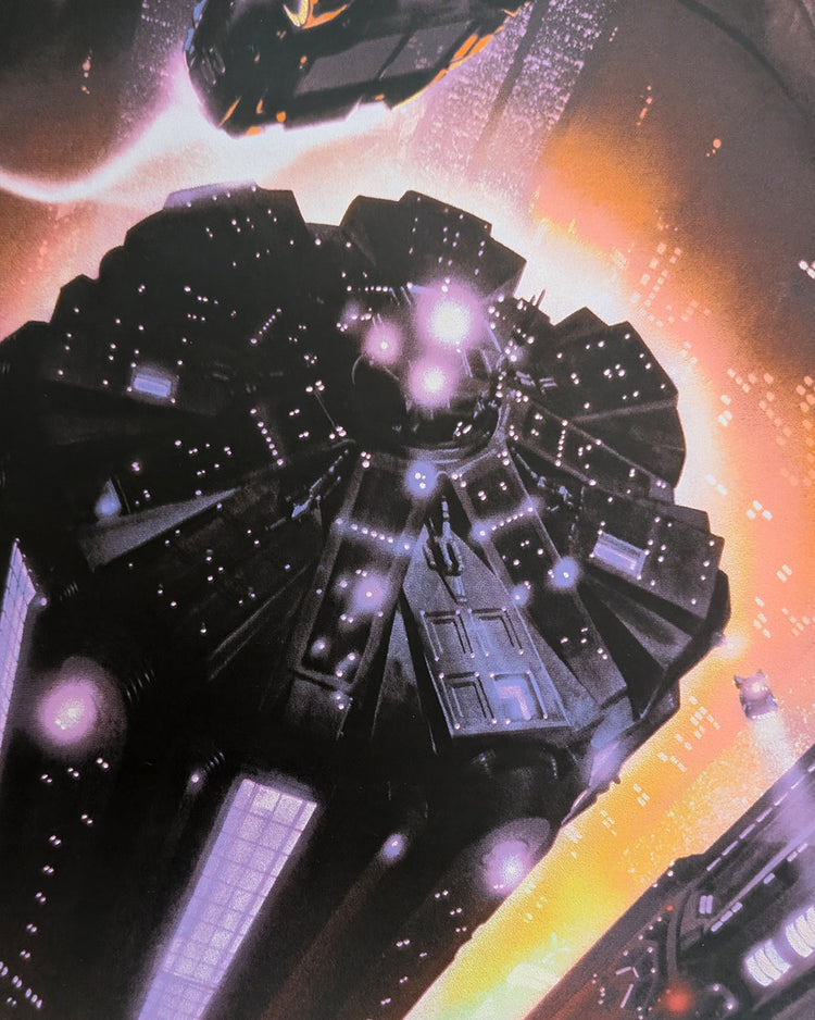 BLADE RUNNER (art print foil 2020) by John AlvinLimited edition hand-pulled screen print of movie poster art for Ridley Scott's 1982 sci-fi noir masterpiece Blade Runner, created by legendary Hollywood poster artist John Alvin. This officially licensed mo