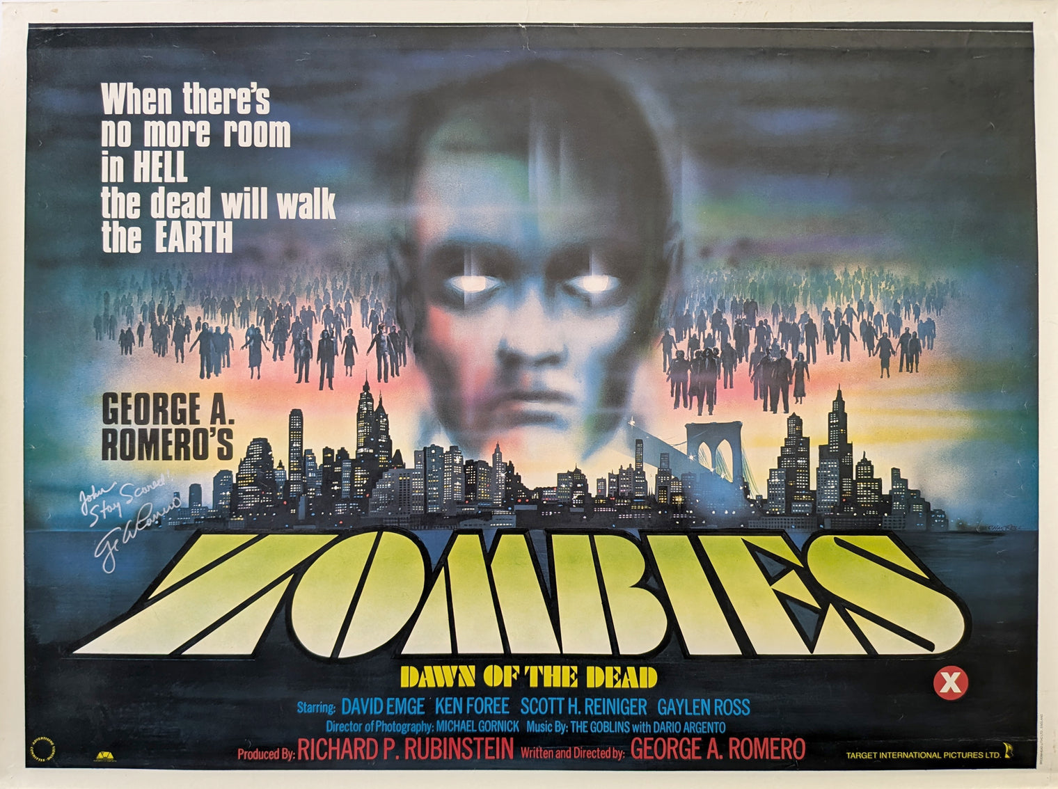 DAWN OF THE DEAD (1978) – UK Quad – Signed by George A. Romero