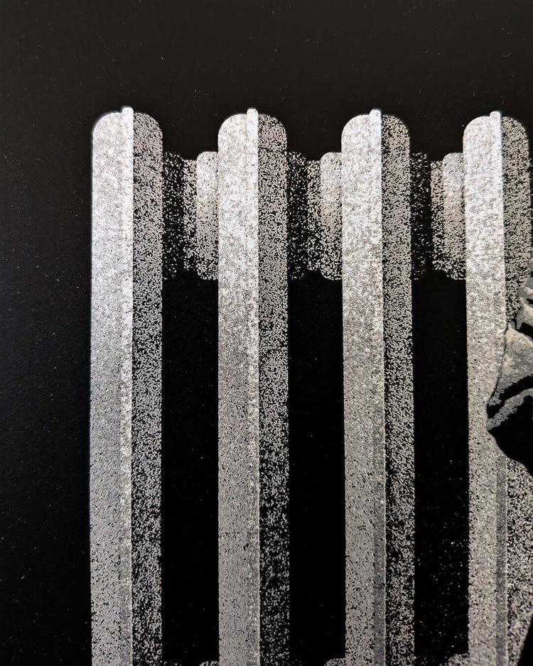 Eraserhead by Marko Manev limited edition screen print detail with silkscreen texture and design elements.