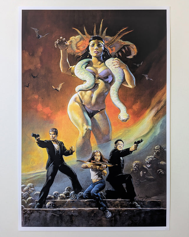 From Dusk Till Dawn by Frank Frazetta & Edmiston Art Print Edition AMPLimited edition From Dusk Till Dawn screen print. Frank Frazetta original art, separations by Jason Edmiston. Edition of 70, private commission, mint.