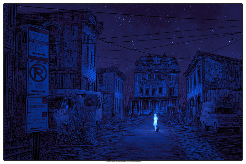 I WANT YOUR NECK IN THE CRAWLSPACE BEHIND MY EYES (blue) by Daniel Danger