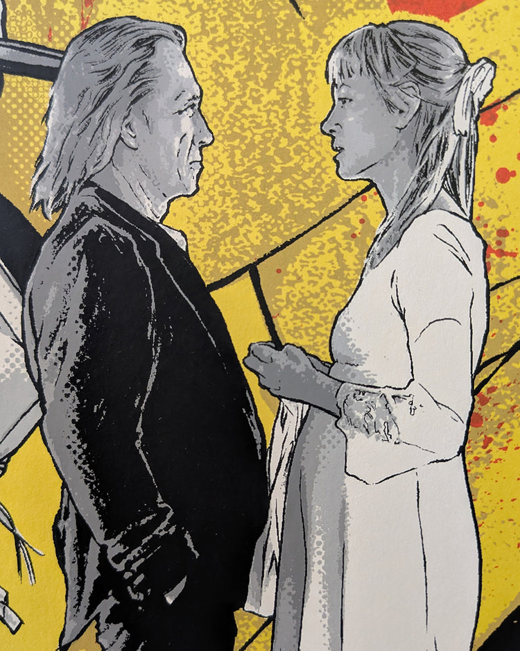 Kill Bill Vol. 1 by Joshua Budich - Limited Edition Quentin Tarantino AMPLimited edition Kill Bill Vol. 1 screen print by Joshua Budich. Hand-numbered 9-color silkscreen, edition of 100. Nakatomi Inc., 24x36 inches, mint.