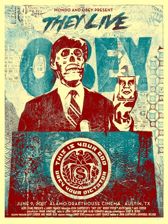 THEY LIVE (blue) by Shepard Fairey