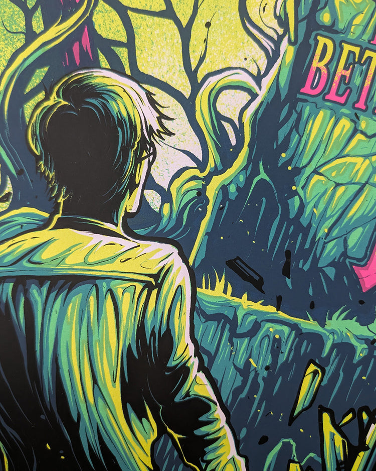 Beetlejuice by Dan Mumford - Limited Edition Regular Tim Burton AMPLimited edition Beetlejuice screen print by Dan Mumford. Hand-numbered silkscreen, regular edition of 250. Hero Complex Gallery, 18x24 inches, mint.
