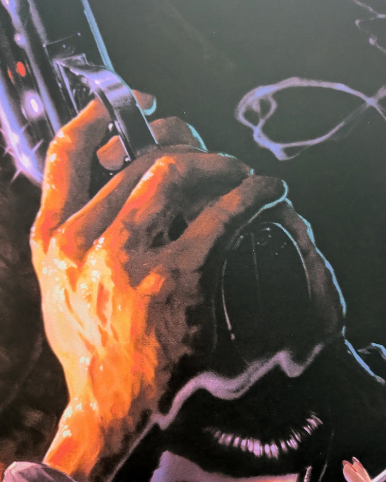 BLADE RUNNER (art print foil 2020) by John AlvinLimited edition hand-pulled screen print of movie poster art for Ridley Scott's 1982 sci-fi noir masterpiece Blade Runner, created by legendary Hollywood poster artist John Alvin. This officially licensed mo