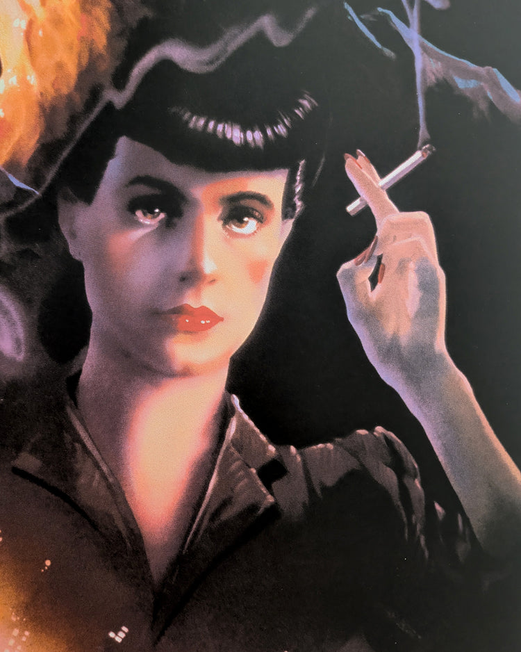 BLADE RUNNER (art print foil 2020) by John AlvinLimited edition hand-pulled screen print of movie poster art for Ridley Scott's 1982 sci-fi noir masterpiece Blade Runner, created by legendary Hollywood poster artist John Alvin. This officially licensed mo