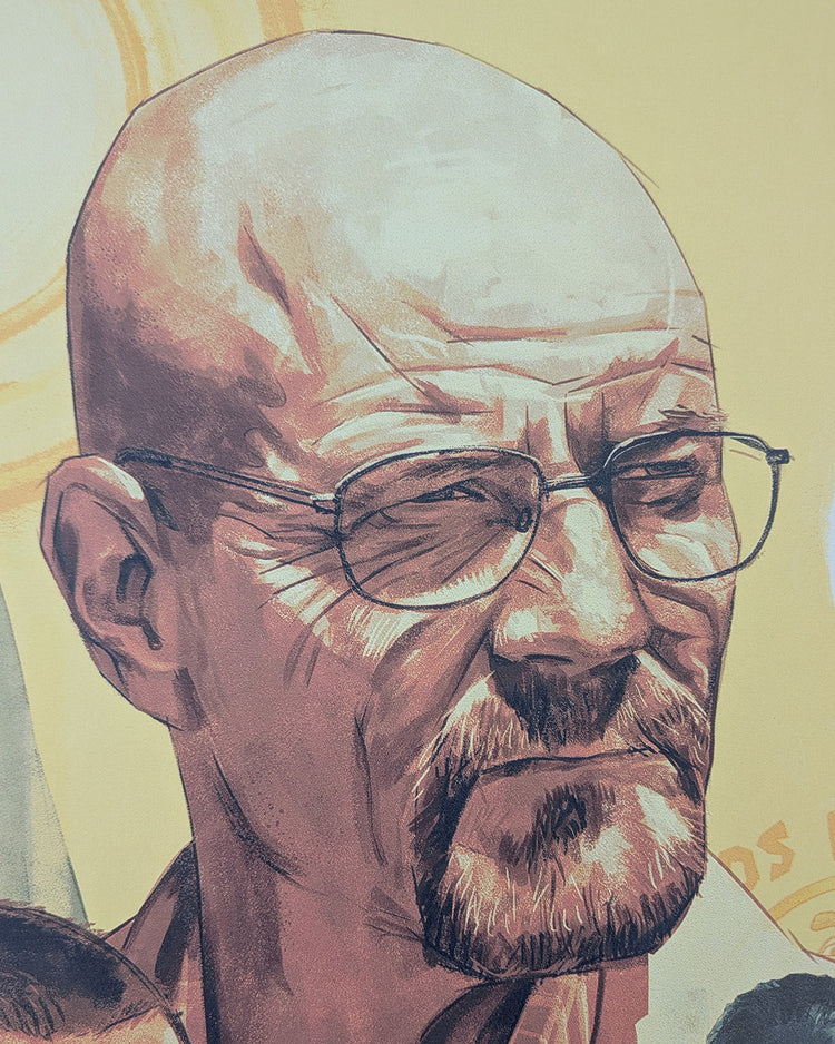 Breaking Bad by Aurelio Lorenzo - Limited Edition Vince Gilligan AMPLimited edition Breaking Bad screen print by Aurelio Lorenzo. Hand-numbered silkscreen, edition of 100. Vince Gilligan AMC series, 24x36 inches, mint.