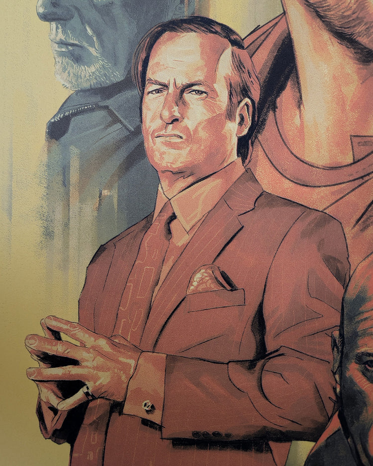 Breaking Bad by Aurelio Lorenzo - Limited Edition Vince Gilligan AMPLimited edition Breaking Bad screen print by Aurelio Lorenzo. Hand-numbered silkscreen, edition of 100. Vince Gilligan AMC series, 24x36 inches, mint.