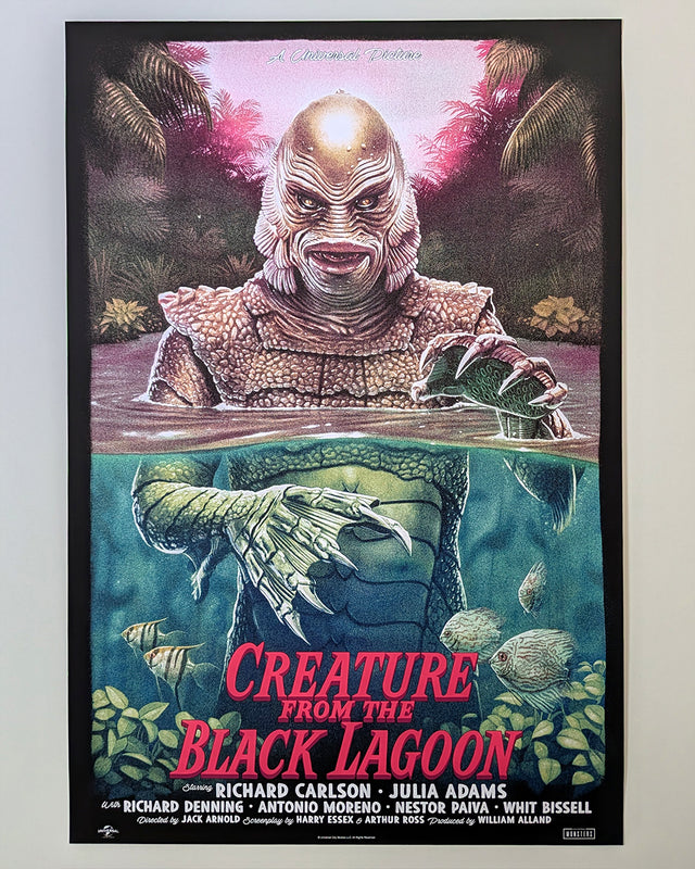Creature From the Black Lagoon by Tom Walker - Limited Edition Regular Jack Arnold AMPLimited edition Creature From the Black Lagoon screen print by Tom Walker. Hand-numbered silkscreen, regular edition of 175. Universal Monsters, 24x36, mint.