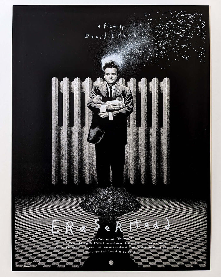 ERASERHEAD by Marko Manev limited edition screen print of David Lynch's 1977 horror masterpiece.