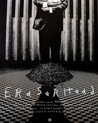 Limited edition screen print for ERASERHEAD by Marko Manev, featuring a dramatic black and white design.