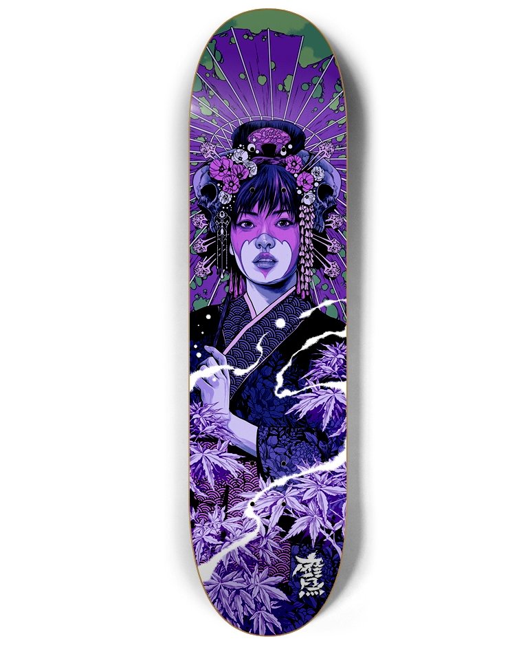 GEISHA Skate Deck (purple variant) by Ken Taylor