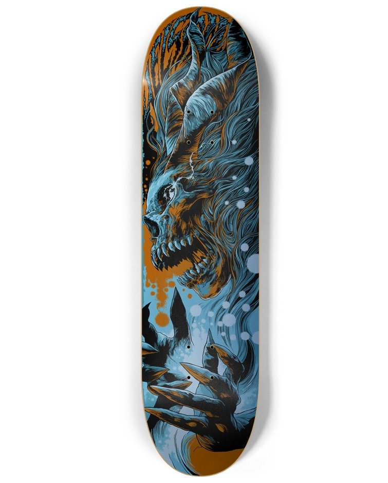 HELSOM: THE CONJURING THPS 1+2 Skate Deck (blue silver variant) by Ken Taylor