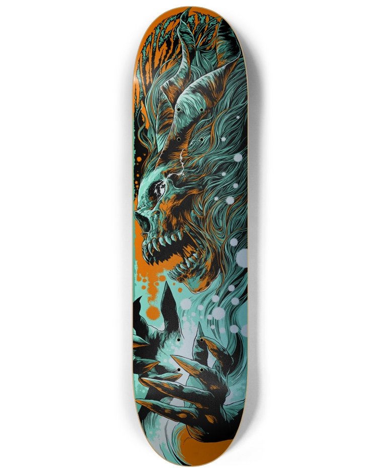 HELSOM: THE CONJURING Skate Deck (regular silver/teal) by Ken Taylor