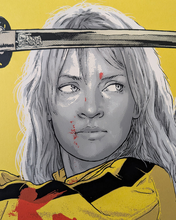 Kill Bill Vol. 1 by Joshua Budich - Limited Edition Quentin Tarantino AMPLimited edition Kill Bill Vol. 1 screen print by Joshua Budich. Hand-numbered 9-color silkscreen, edition of 100. Nakatomi Inc., 24x36 inches, mint.