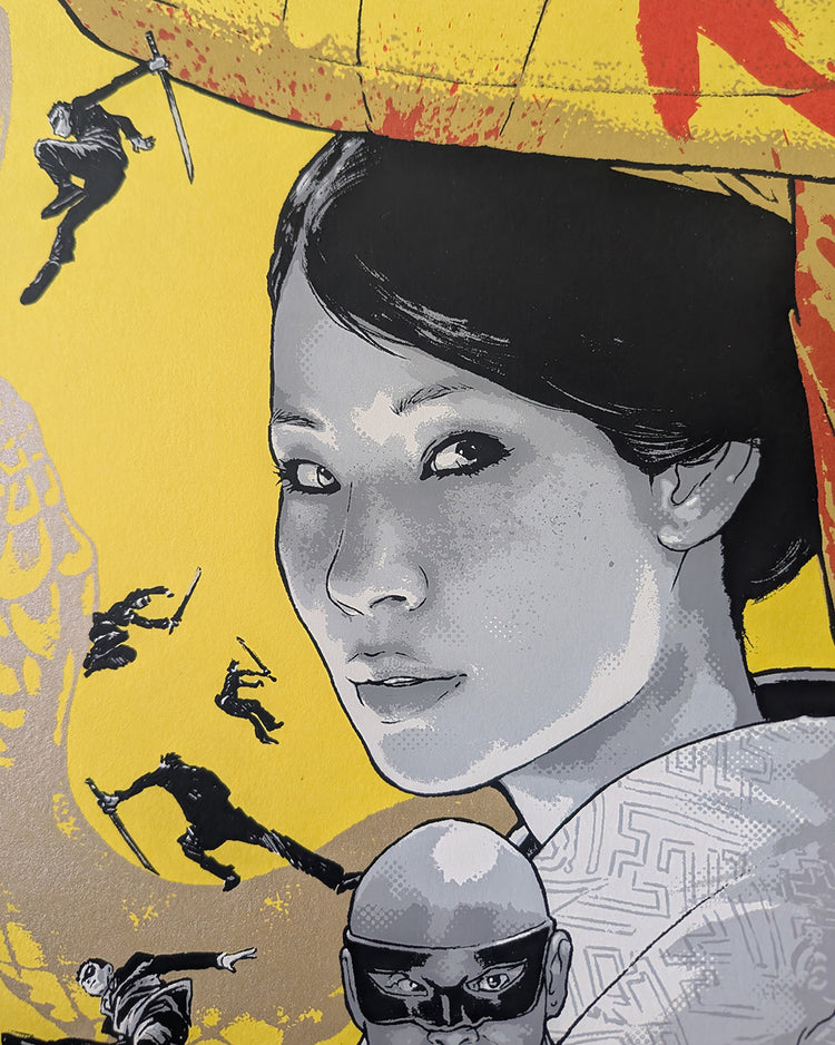 Kill Bill Vol. 1 by Joshua Budich - Limited Edition Quentin Tarantino AMPLimited edition Kill Bill Vol. 1 screen print by Joshua Budich. Hand-numbered 9-color silkscreen, edition of 100. Nakatomi Inc., 24x36 inches, mint.