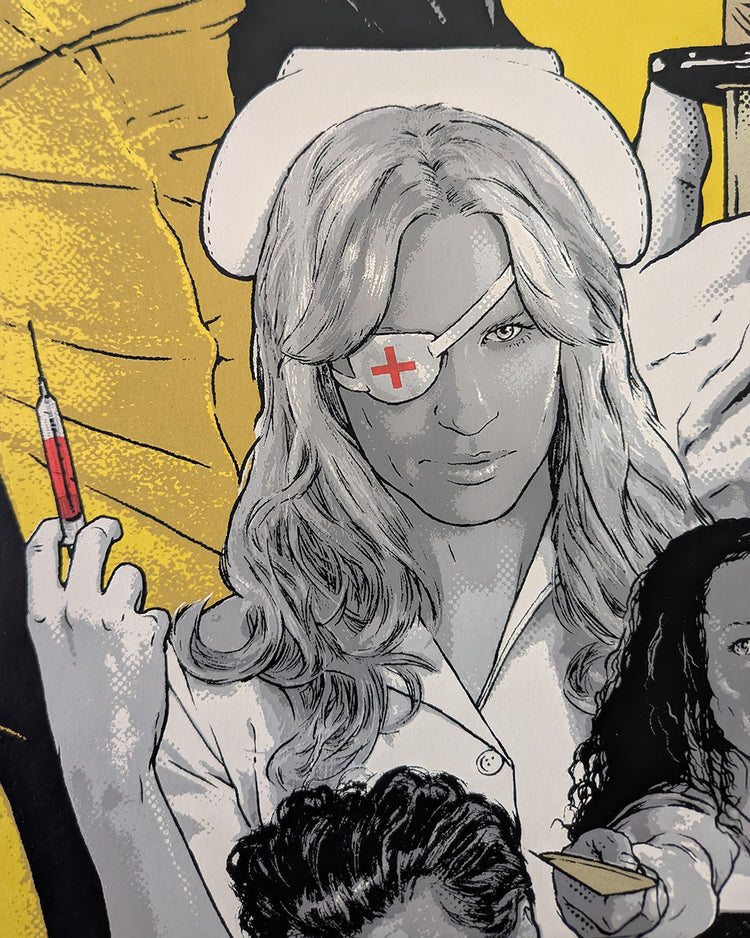 Kill Bill Vol. 1 by Joshua Budich - Limited Edition Quentin Tarantino AMPLimited edition Kill Bill Vol. 1 screen print by Joshua Budich. Hand-numbered 9-color silkscreen, edition of 100. Nakatomi Inc., 24x36 inches, mint.