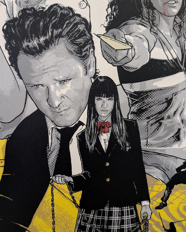 Kill Bill Vol. 1 by Joshua Budich - Limited Edition Quentin Tarantino AMPLimited edition Kill Bill Vol. 1 screen print by Joshua Budich. Hand-numbered 9-color silkscreen, edition of 100. Nakatomi Inc., 24x36 inches, mint.