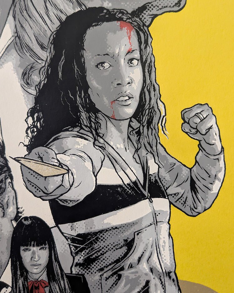 Kill Bill Vol. 1 by Joshua Budich - Limited Edition Quentin Tarantino AMPLimited edition Kill Bill Vol. 1 screen print by Joshua Budich. Hand-numbered 9-color silkscreen, edition of 100. Nakatomi Inc., 24x36 inches, mint.