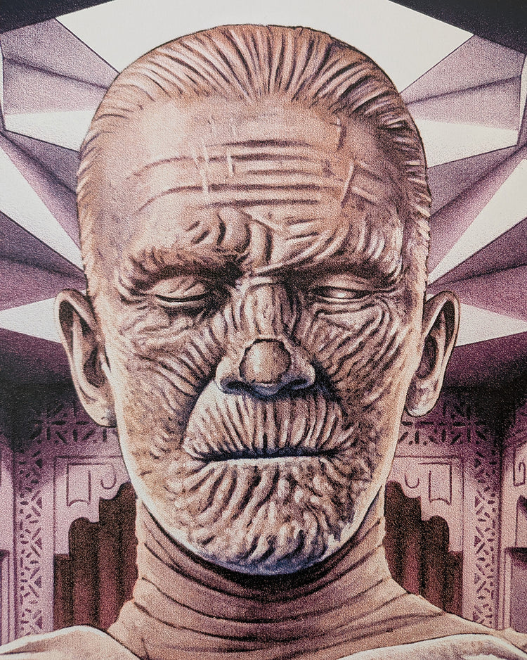 The Mummy by Tom Walker - Limited Edition Regular Karl Freund AMPLimited edition The Mummy screen print by Tom Walker. Hand-numbered silkscreen, regular edition of 175. Universal Monsters 1932 classic, 24x36 inches, mint.