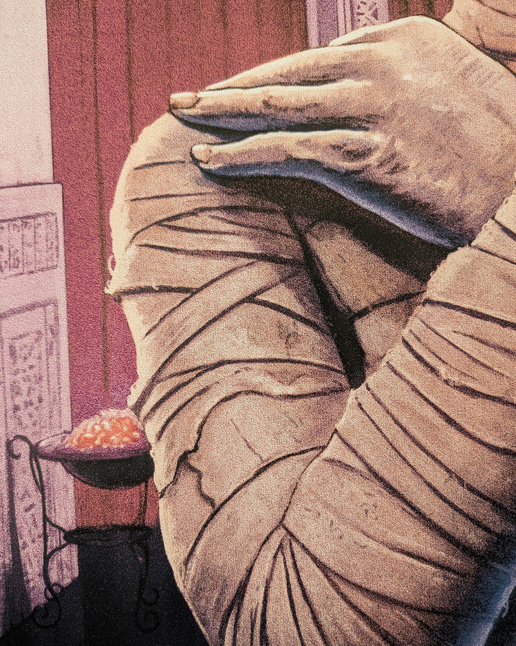 The Mummy by Tom Walker - Limited Edition Regular Karl Freund AMPLimited edition The Mummy screen print by Tom Walker. Hand-numbered silkscreen, regular edition of 175. Universal Monsters 1932 classic, 24x36 inches, mint.