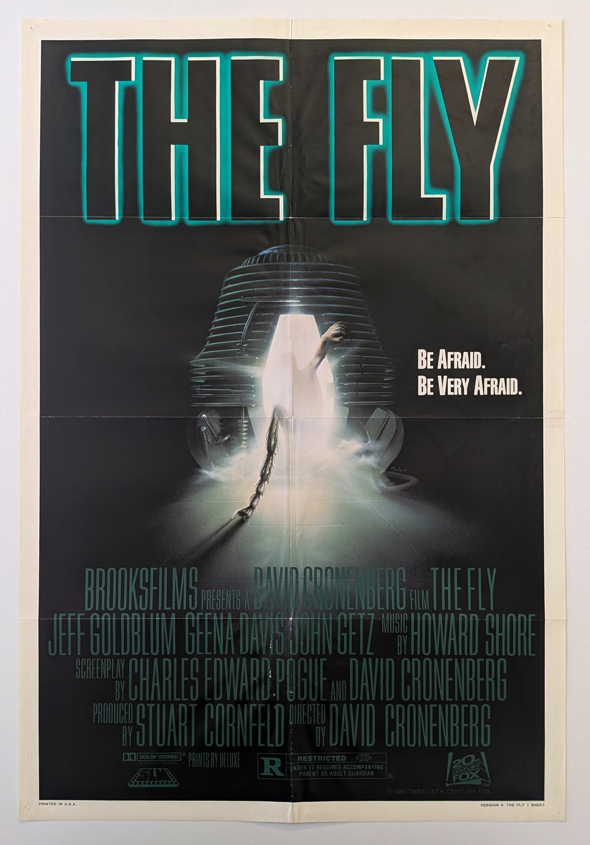 The Fly 1986 US One Sheet Poster David Cronenberg – RARE PRINTS AND POSTERS